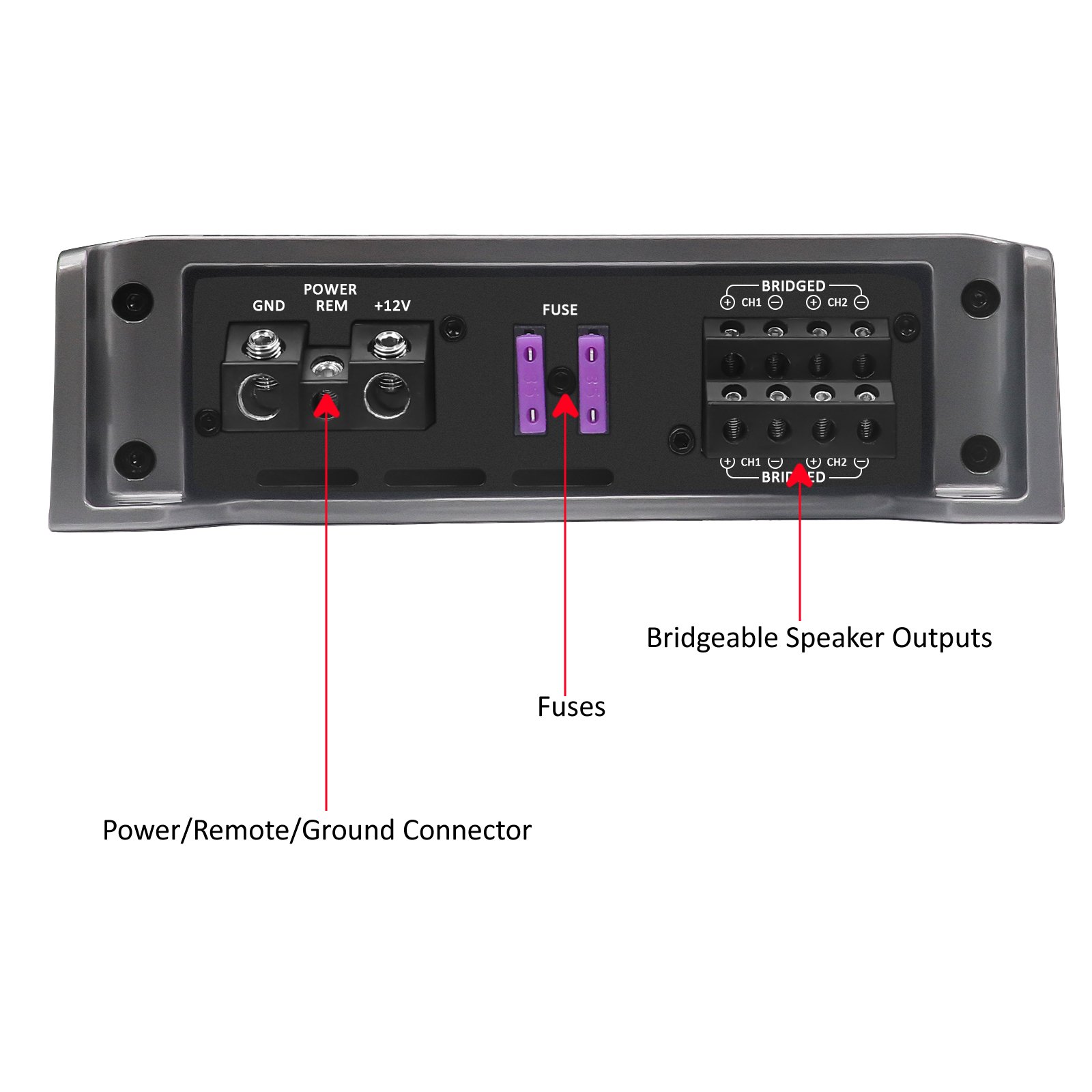 REA600.4 1040 Watts Full-Range Class A/B 4-Channel Car Audio Amplifier, 2-3 Ohm Stable, Mosfet Power Supply, Bridgeable