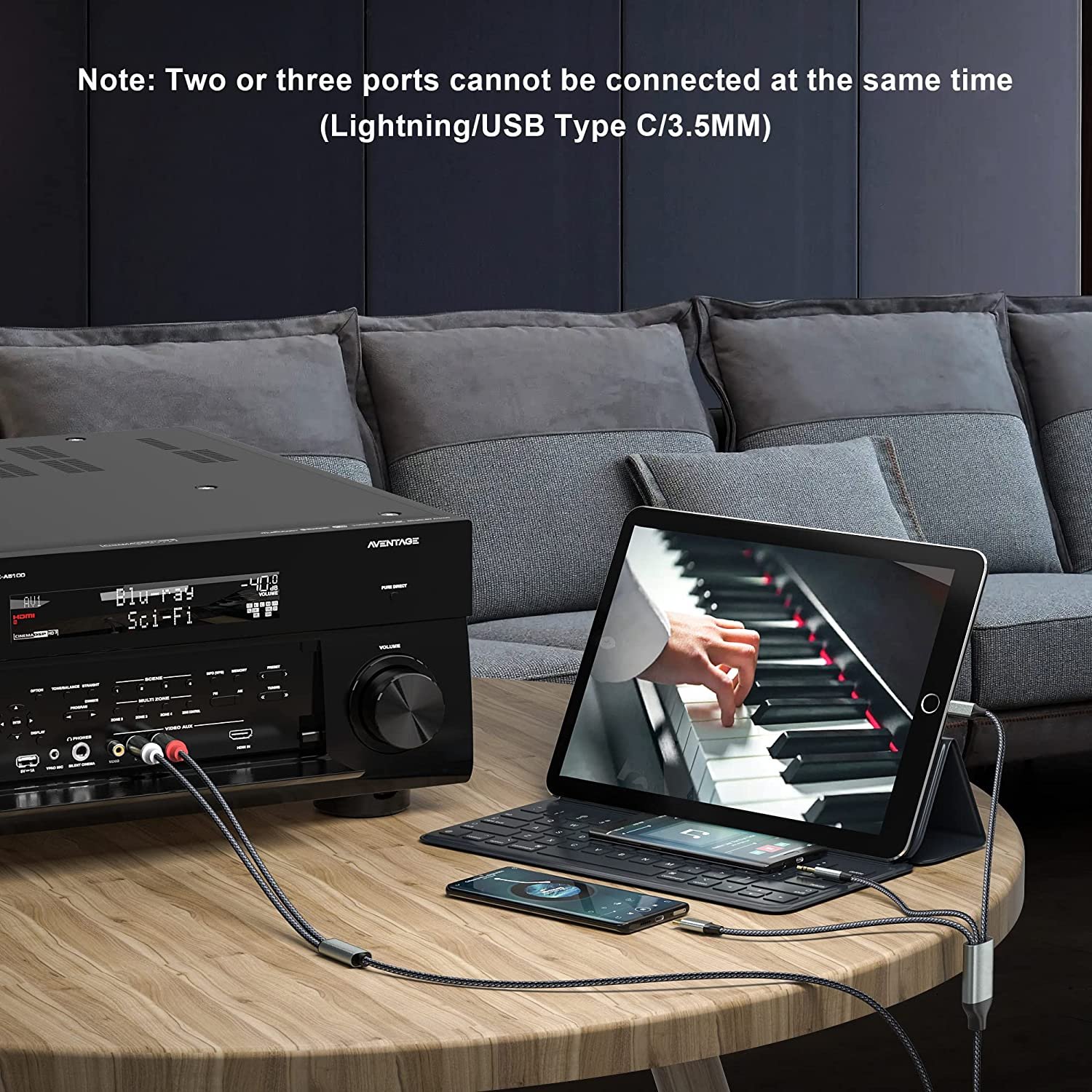 8 Pin to RCA Cable Audio Aux Adapter Cable USB C to 2 RCA Audio Cable for Power Amplifier Car Home Theater Gold PVC Polybag