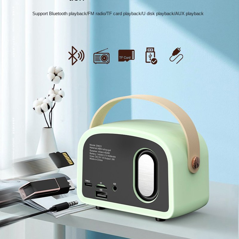 Retro Mini Bluetooth Speaker DW21 Classical Music Player Sound Stereo Subwoofer Portable Decoration Speakers Home Music Player