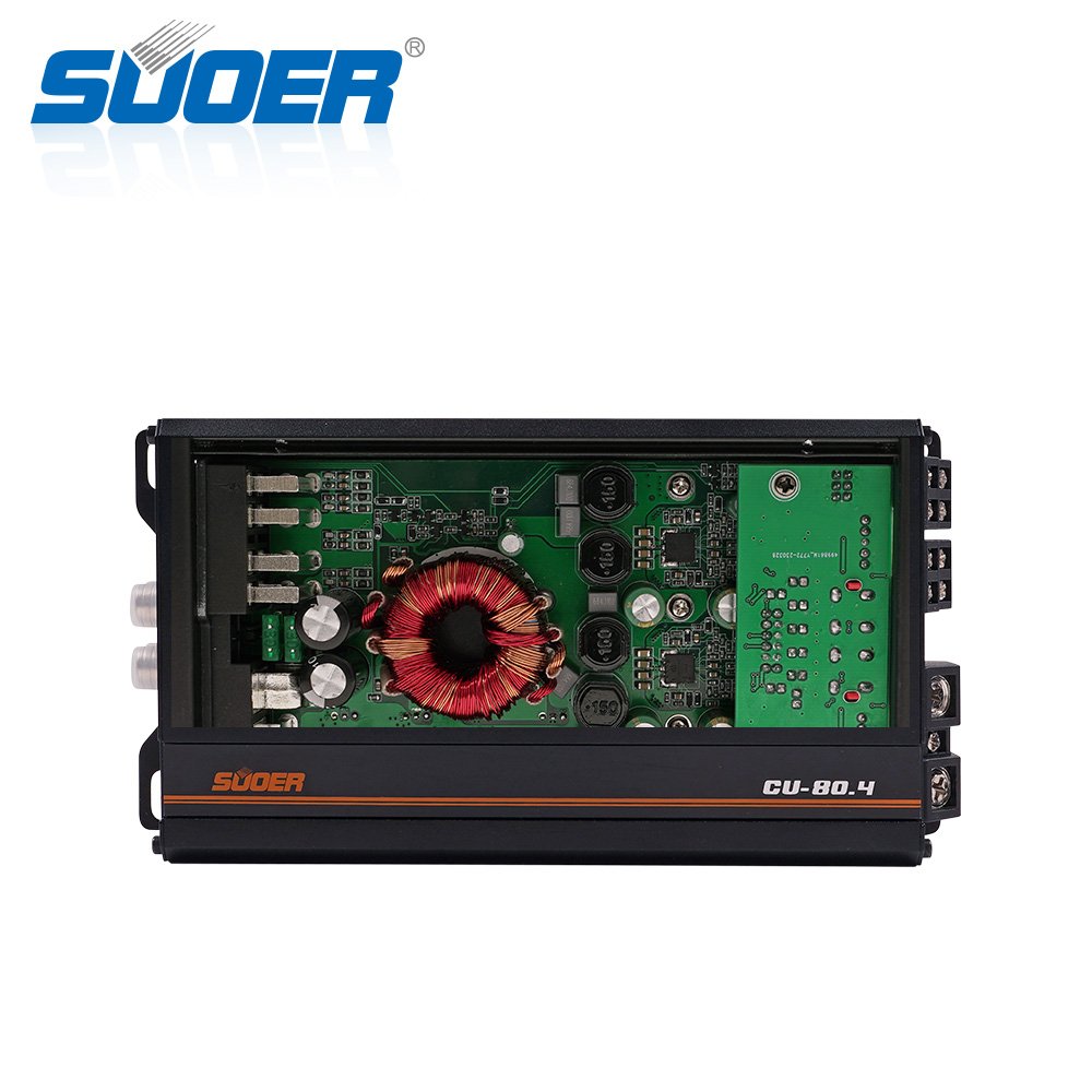 Suoer CU-80.4 Car Audio 1000W Mini Size 190*100*46mm 4 Channel Full Range Class D 4*80w Car Stereo Amplifier