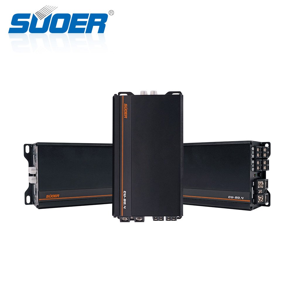 Suoer CU-80.4 Car Audio 1000W Mini Size 190*100*46mm 4 Channel Full Range Class D 4*80w Car Stereo Amplifier