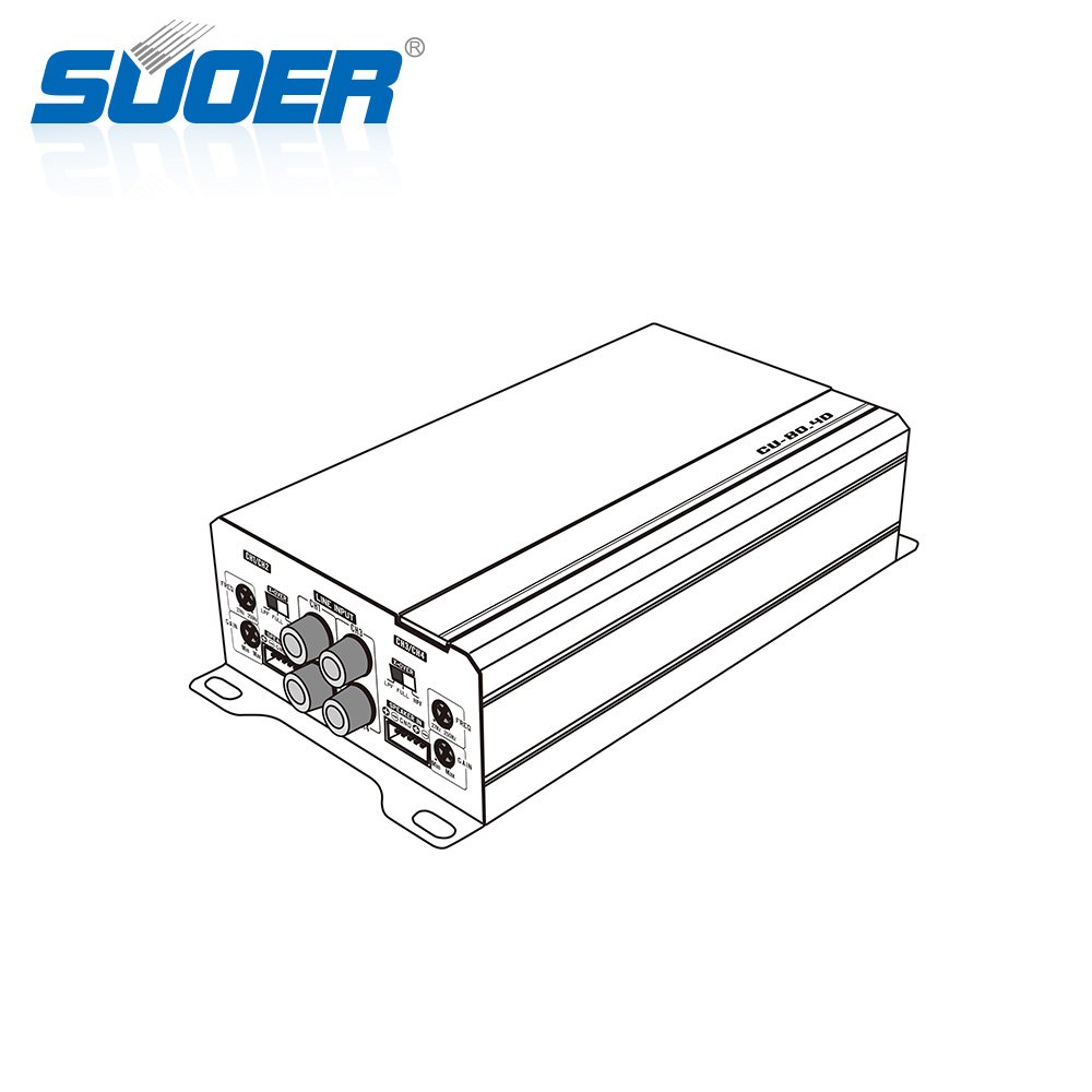 Suoer CU-80.4 Car Audio 1000W Mini Size 190*100*46mm 4 Channel Full Range Class D 4*80w Car Stereo Amplifier