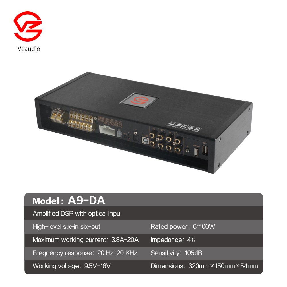 Aluminium Basket 6 Channel Black Dsp Module Power Car Amplifier Dsp Processor Board