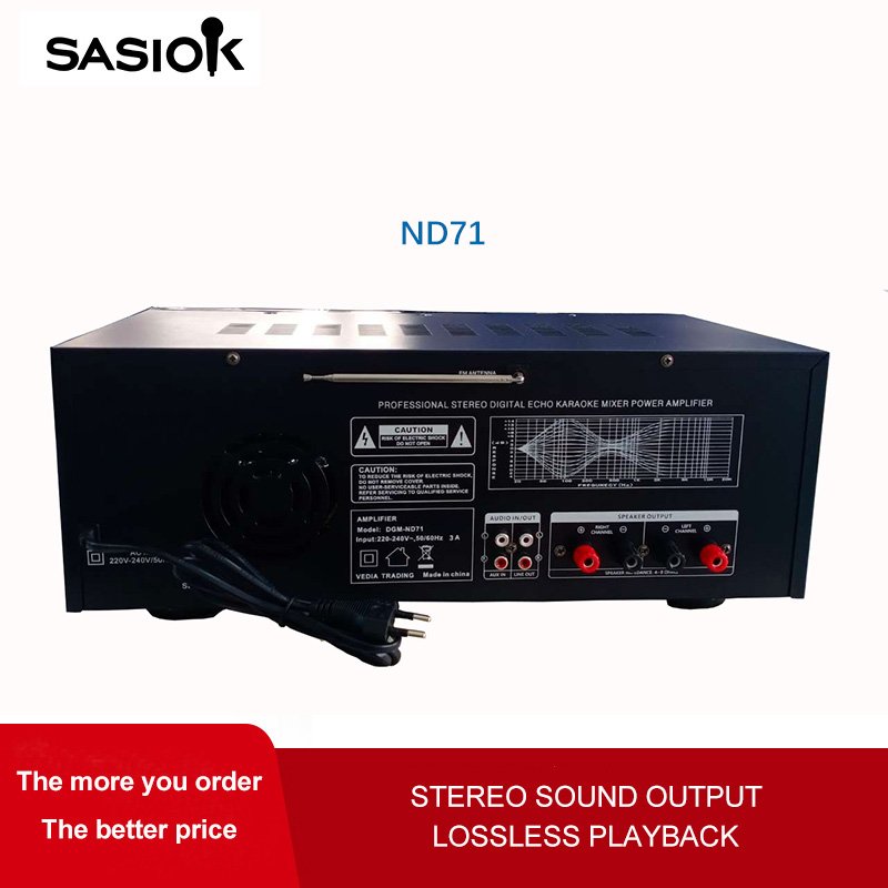 700Wrms High Power 20-band Graphic Equalizer ND71 Digital Echo Mixer Amplifier with BT/USB/SD/MMC/AUX/MP3/FM Radio & Echo/delay.