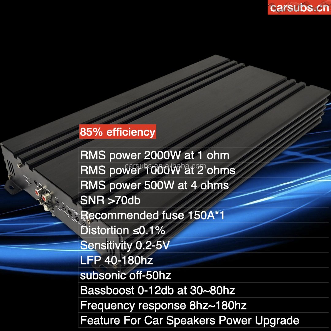 Car Subwoofer Speaker Amplifier Mono RMS 2000W 1D Strong Bass Amplifier Peak 4000W Max 1ohm Class D Car Amplifier Monoblock