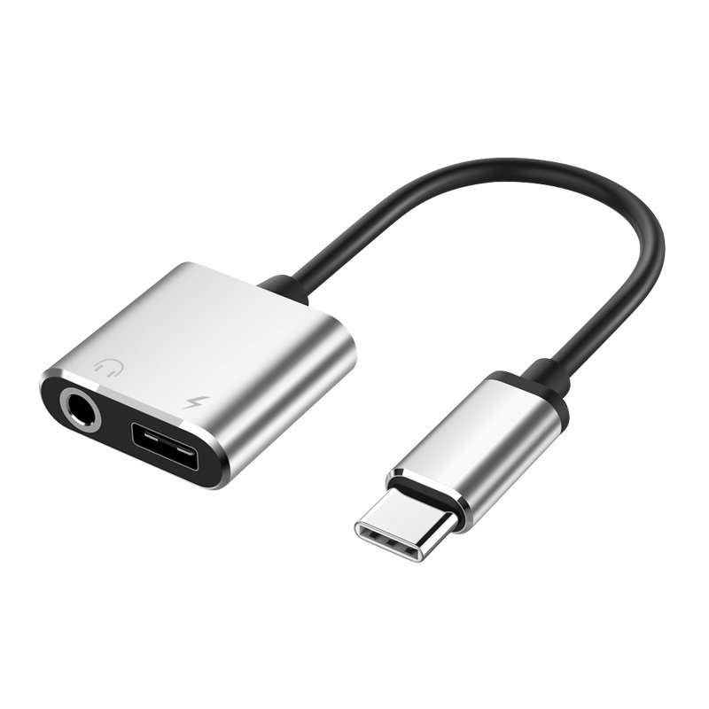 USB C to 3.5mm Headphone and Charger Adapter 2 in 1 USB C to Aux Audio Jack with PD 60W Fast Charging Cable Cord