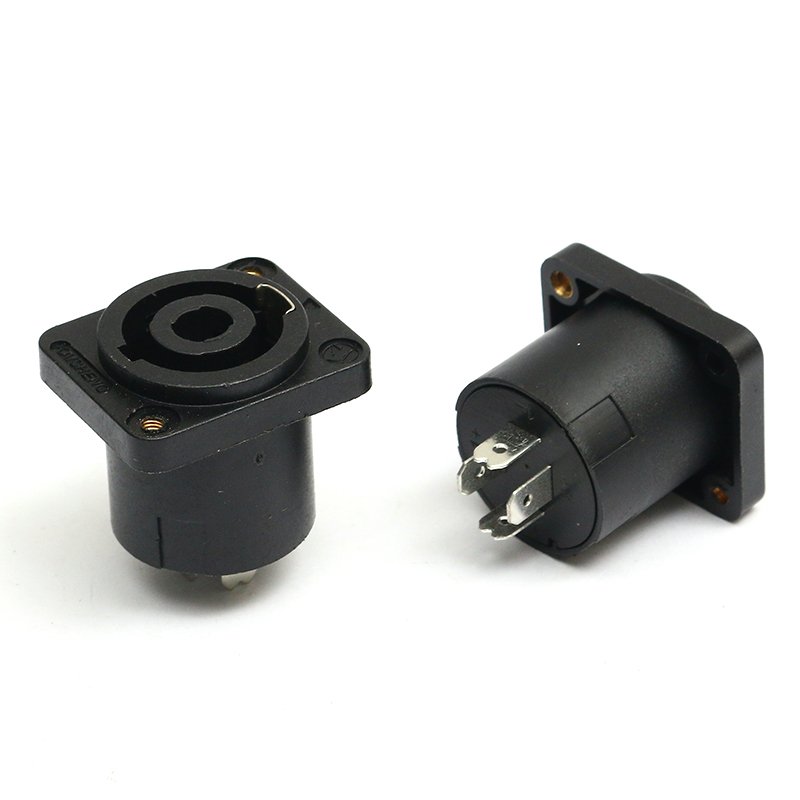 OEM Free Sample 6500-7000 Plug and unplug lifespan Audio Speaker Connector Four core female socket microphone with square Ohm