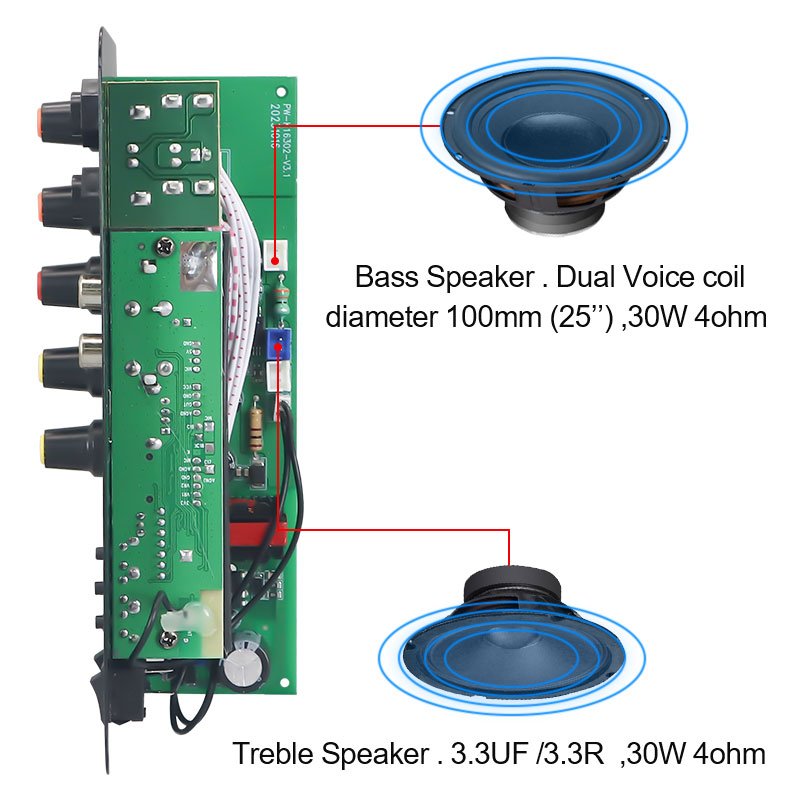 VIRE LED Display Card Plug-in Bluetooth Car Mono 30W Amplifier Board With Reverb and Microphone Function