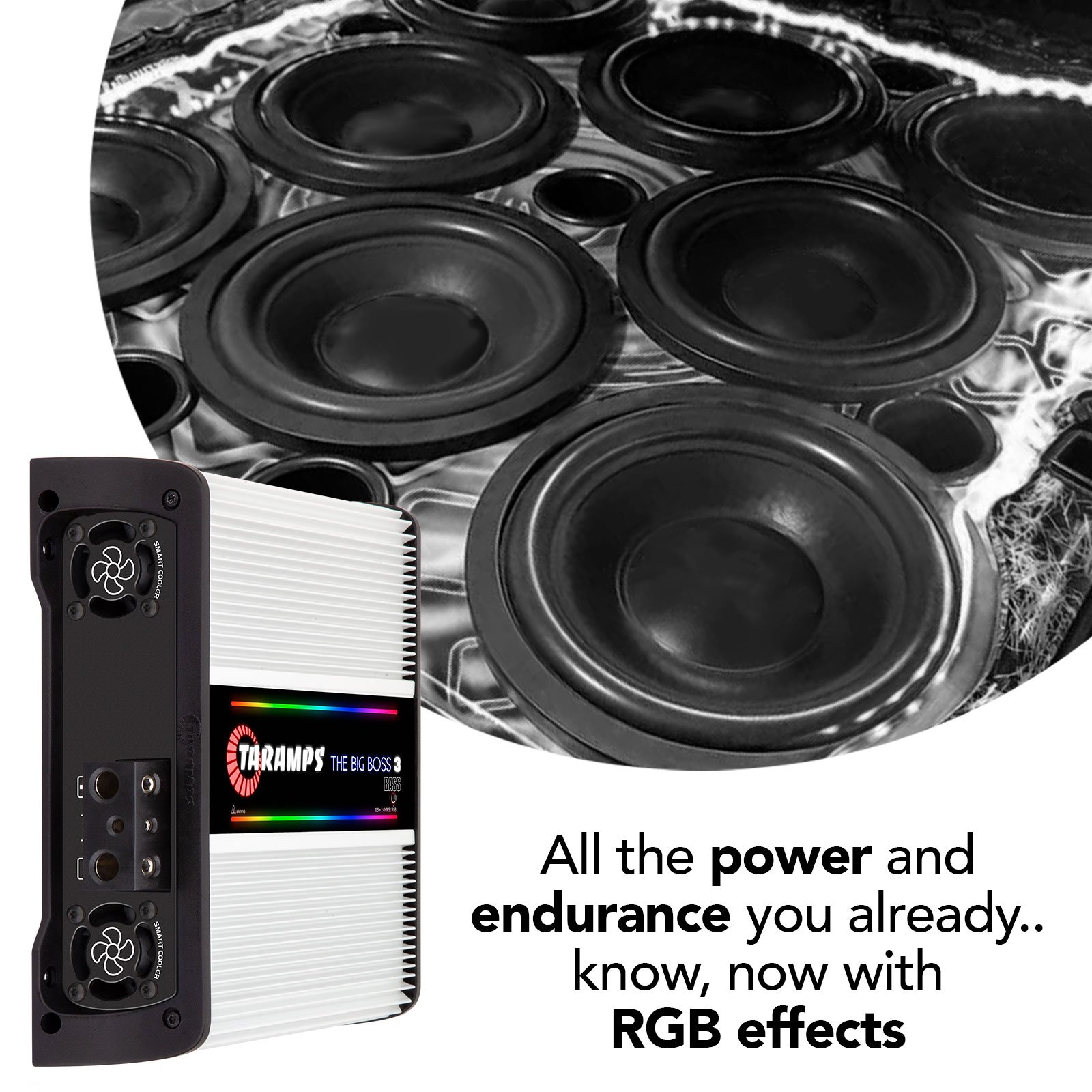 Taramps the Big Boss 3 Bass Amplifier 0.5 to 2 Ohms 3000 Watts RMS 108 RGB Effects Multi Impedance Class D Monoblock Car Audio