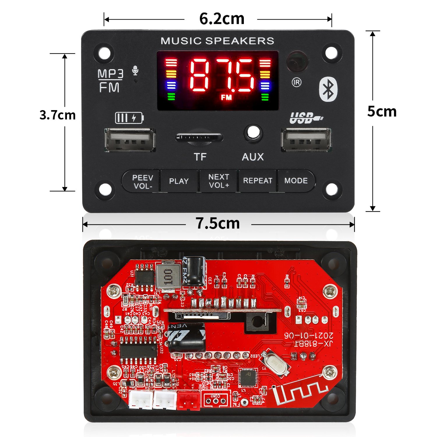 2*40W Class D DIY Control Stereo Audio Digital Power Amplifier 12V 80W Decoder Board Car MP3 Player USB Record FM AUX Radio