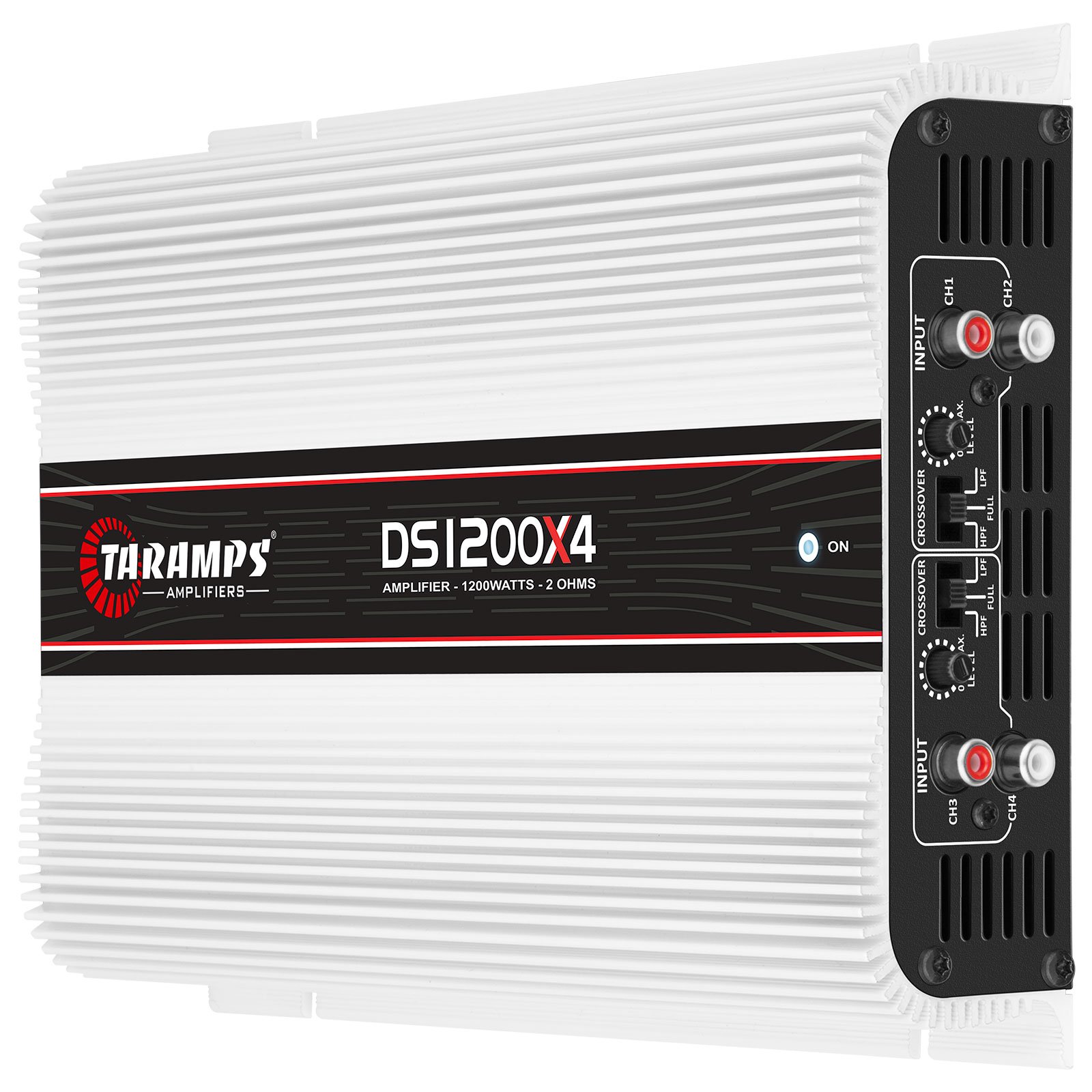 Taramps DS 1200x4 2 Ohms 1200 Watts RMS 4 Channel 300 Watts RMS Digital Crossover HPF LPF Bridgedable Car Audio Amplifier