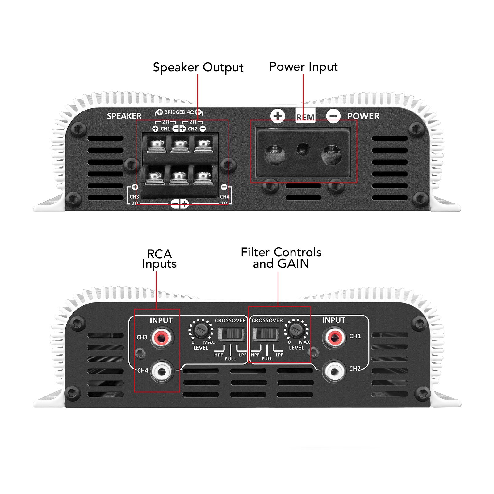 Taramps DS 1200x4 2 Ohms 1200 Watts RMS 4 Channel 300 Watts RMS Digital Crossover HPF LPF Bridgedable Car Audio Amplifier