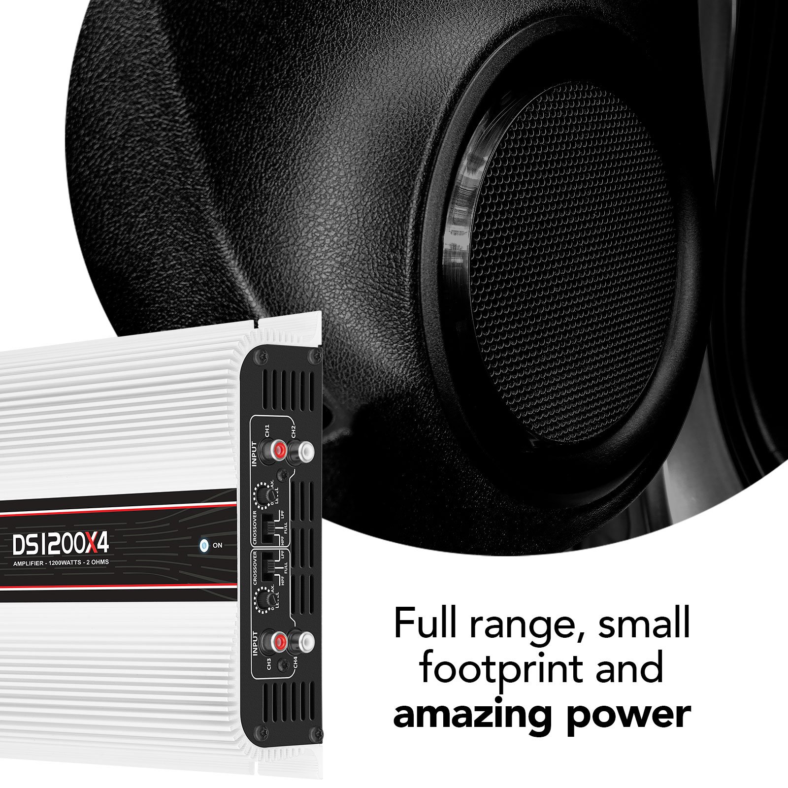 Taramps DS 1200x4 2 Ohms 1200 Watts RMS 4 Channel 300 Watts RMS Digital Crossover HPF LPF Bridgedable Car Audio Amplifier