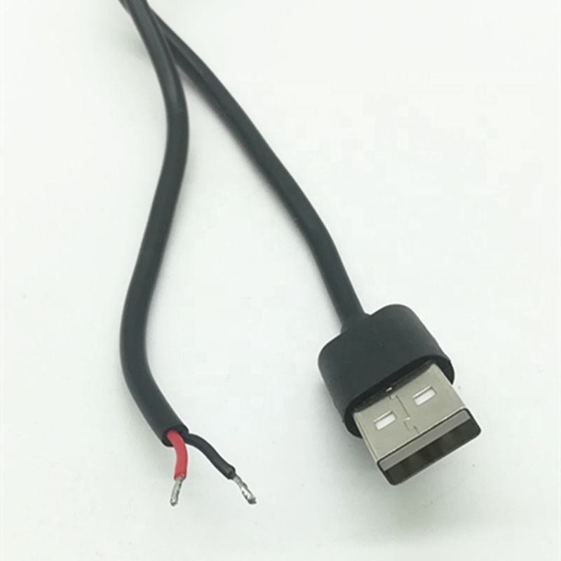 Custom USB 2.0 Type A Male Connector to Open Stripped Bare Wires End Pigtail extender Power extension Cable