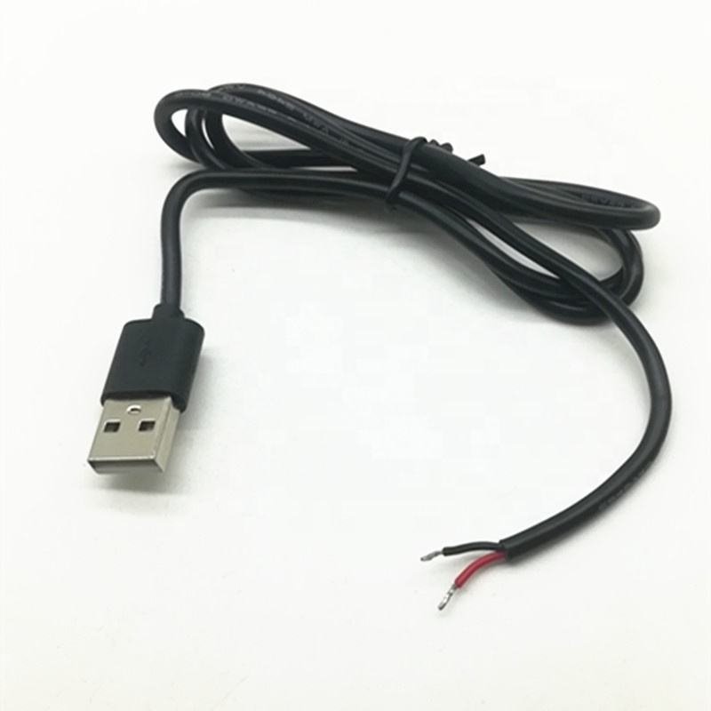 Custom USB 2.0 Type A Male Connector to Open Stripped Bare Wires End Pigtail extender Power extension Cable