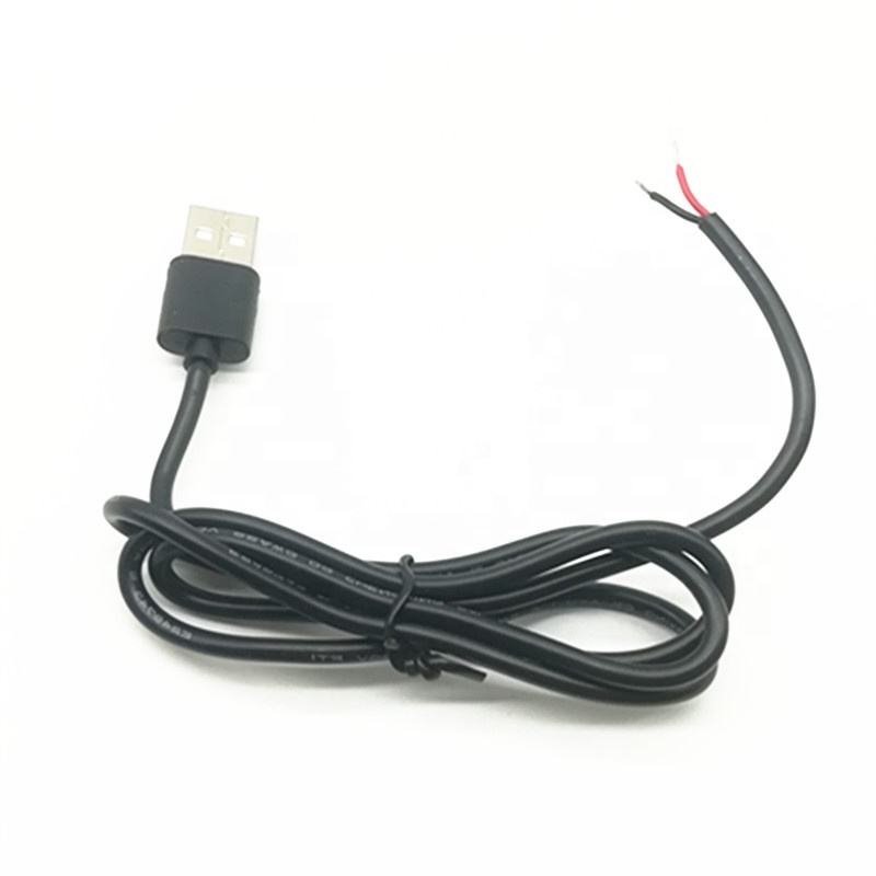 Custom USB 2.0 Type A Male Connector to Open Stripped Bare Wires End Pigtail extender Power extension Cable