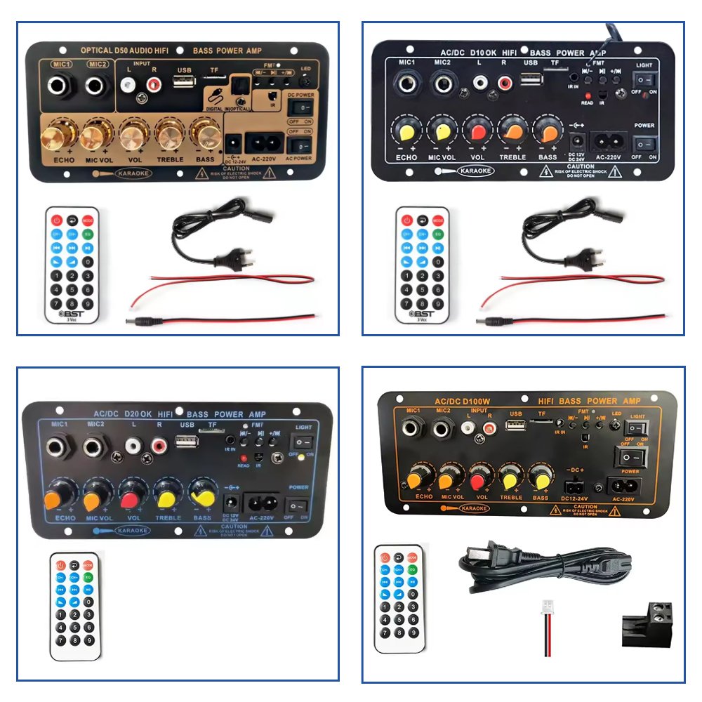 Black D50 Home & Car Audio Amplifier Board with Optical BT USB FM Radio & TF Player Linear for Better Reception & Quality