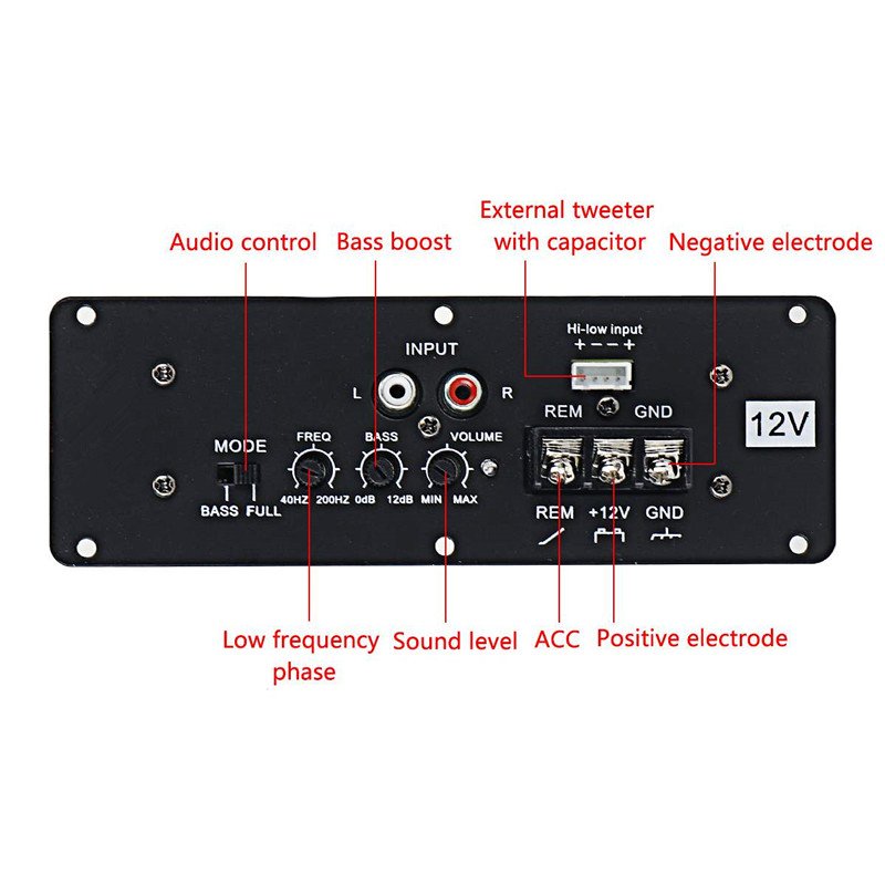 Car Amplifier Board 12V High Power Subwoofer Amplifier 800W With BT5.0 Full Tone Pure Bass Car Subwoofer Core