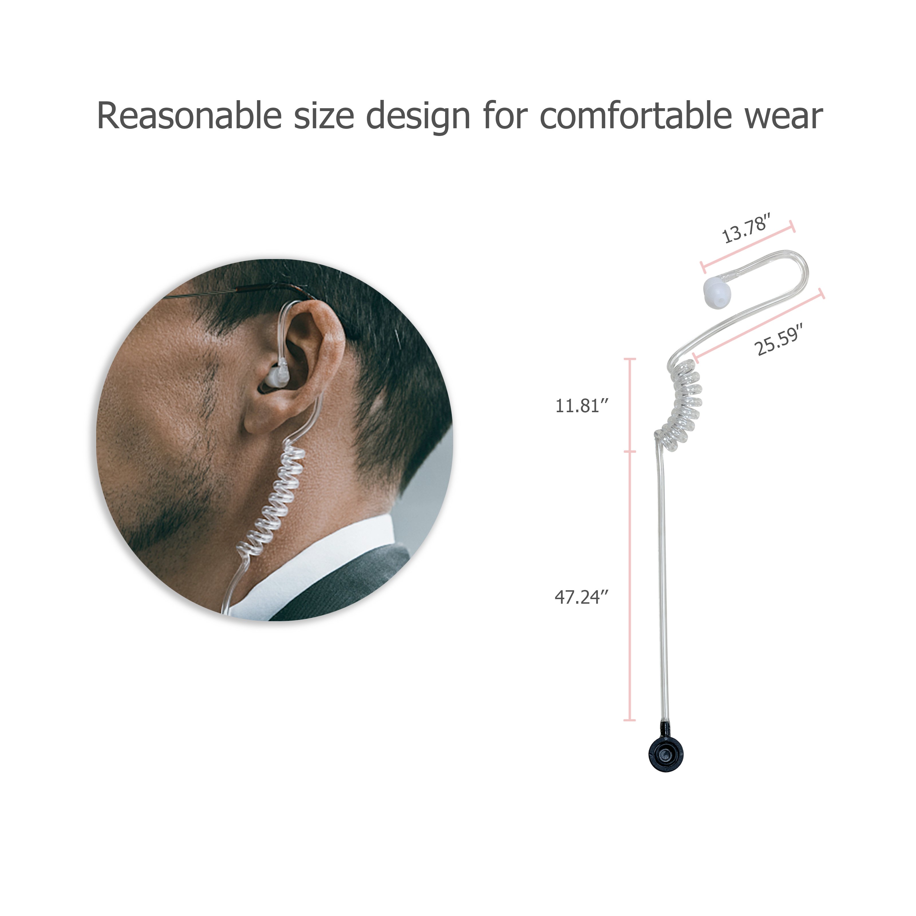 New Product Walkie Talkie Earpiece with Mic Acoustic Tube Compatible with Kenwood Baofeng Two-Way Radios for (6set/Black)