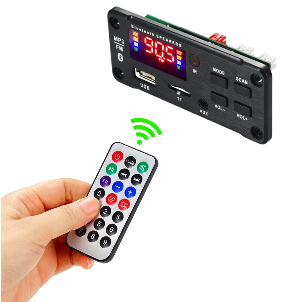 DC 12V Wireless Bluetooth 5.0 MP3 Decoder Board HiFi Stereo Audio Module USB TF Radio Car MP3 Player Handsfree Recording FM