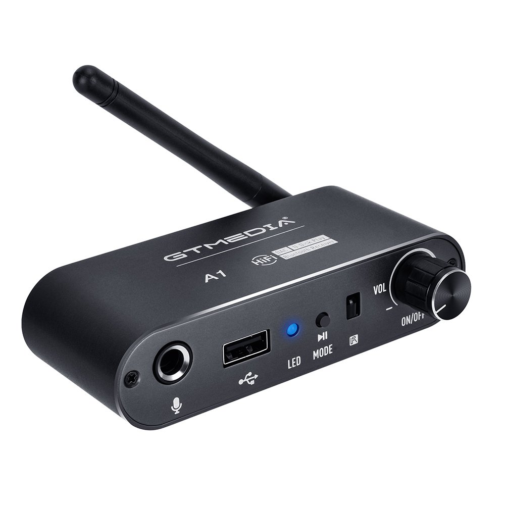 GTMEDIA A1 Wireless DAC Converter Bluetooth 5.2 Receiver Audio Coaxial to R/L 3.5mm Aux Adapter with U Disk Play