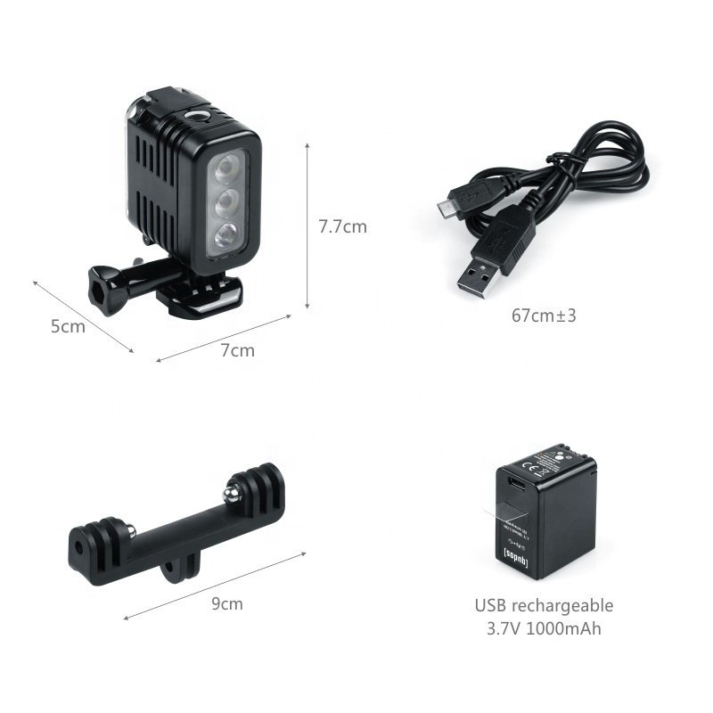 Takenoken Photography Accessories Waterproof Dive Light Waterproof LED Fill Night Light Underwater Video Light for Go Pro Camera