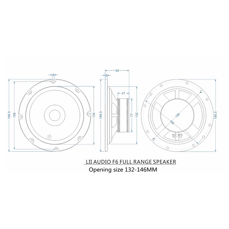 LII AUDIO 6.5 Inch F-6 Car Horn Study HIFI Full Frequency Unit 4ohm/25W (1 Pair )