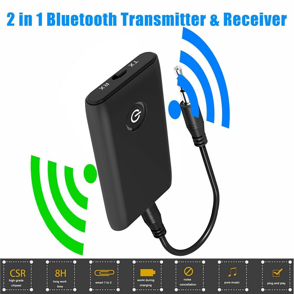 2 in 1 Bt 5.0 Transmitter Receiver TV PC Car Speaker 3.5mm AUX Hifi Music Audio Adapter/Headphones Car/Home Stereo Device