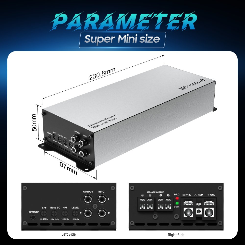 Compact Size Mini Style Monoblock Car Amplifier HC-1000.1D Class D Cheap Ones