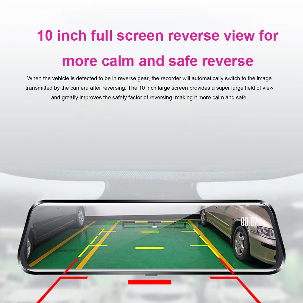 10-inch Driving Recorder High-definition Car Rearview Mirror Recorder Dual-lens Reversing Streaming Media Car Rearview Recorder