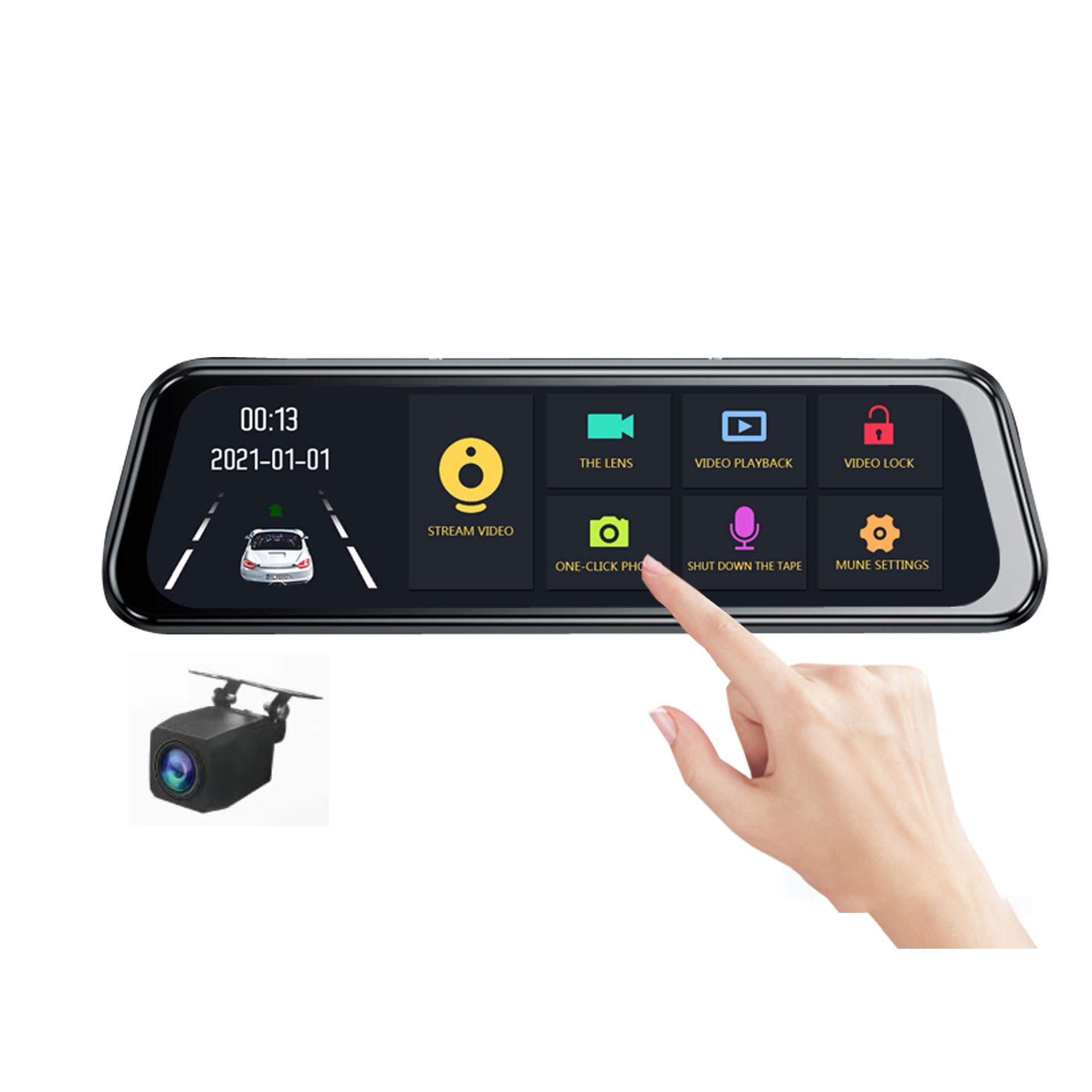 10-inch Driving Recorder High-definition Car Rearview Mirror Recorder Dual-lens Reversing Streaming Media Car Rearview Recorder