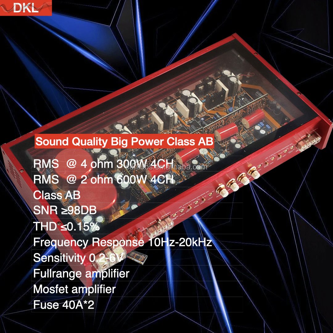 SQ Car Stereo Mosfet Amplifier 4 Channels RMS 300W 4 Channels Peak 8000W Full Range Car Amplifier Class AB