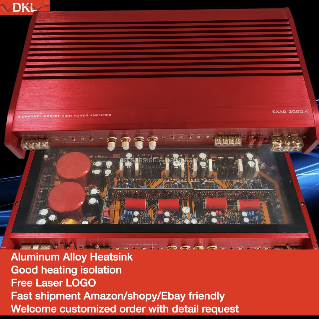 SQ Car Stereo Mosfet Amplifier 4 Channels RMS 300W 4 Channels Peak 8000W Full Range Car Amplifier Class AB