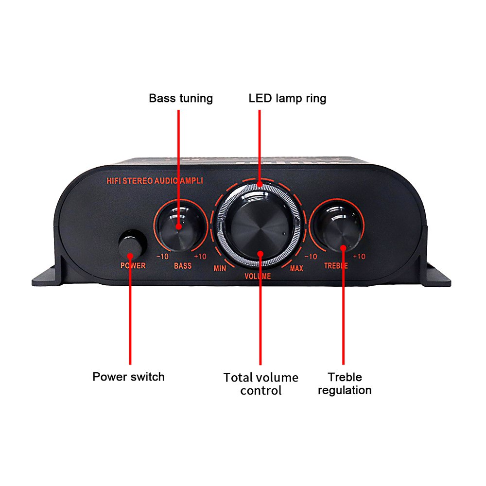 AK170 12V Home Car Hifi Power Amplifier Stereo BASS Audio Amp Speaker Class D Car Home Sound Power Amp