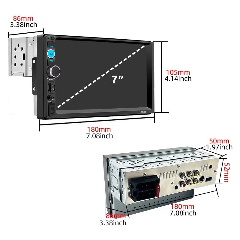 HENGMALL Universal 1Din Stereo 7" Touch Screen Video MP5 Player Car Multimedia Player Auto Radio Auto Backup Camera Function