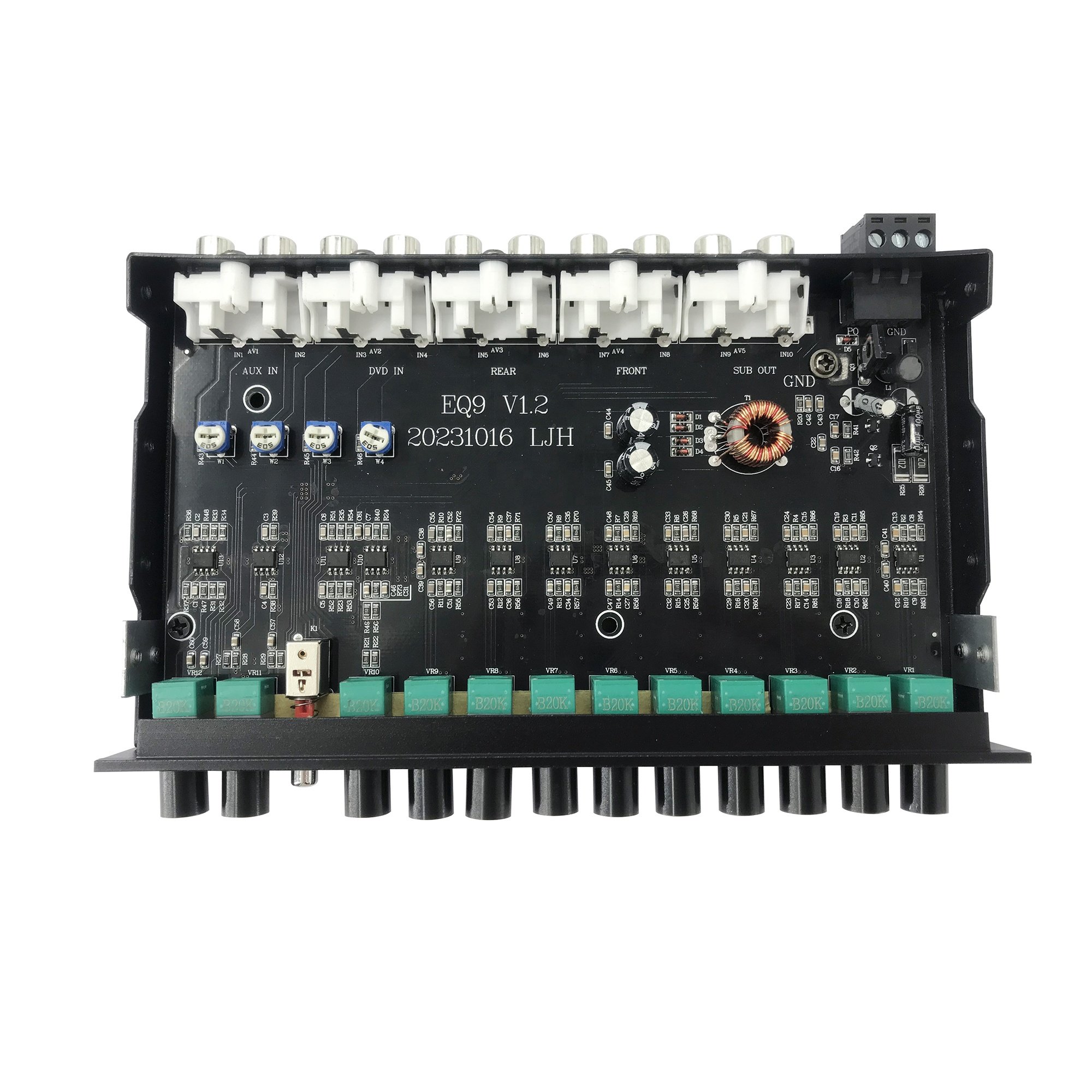 QMF-EQ9 Multifunctional Parameter with Dual Microphone Input High-end Car Audio Equalizer Amplifier with 49 Frequency Bands Adju