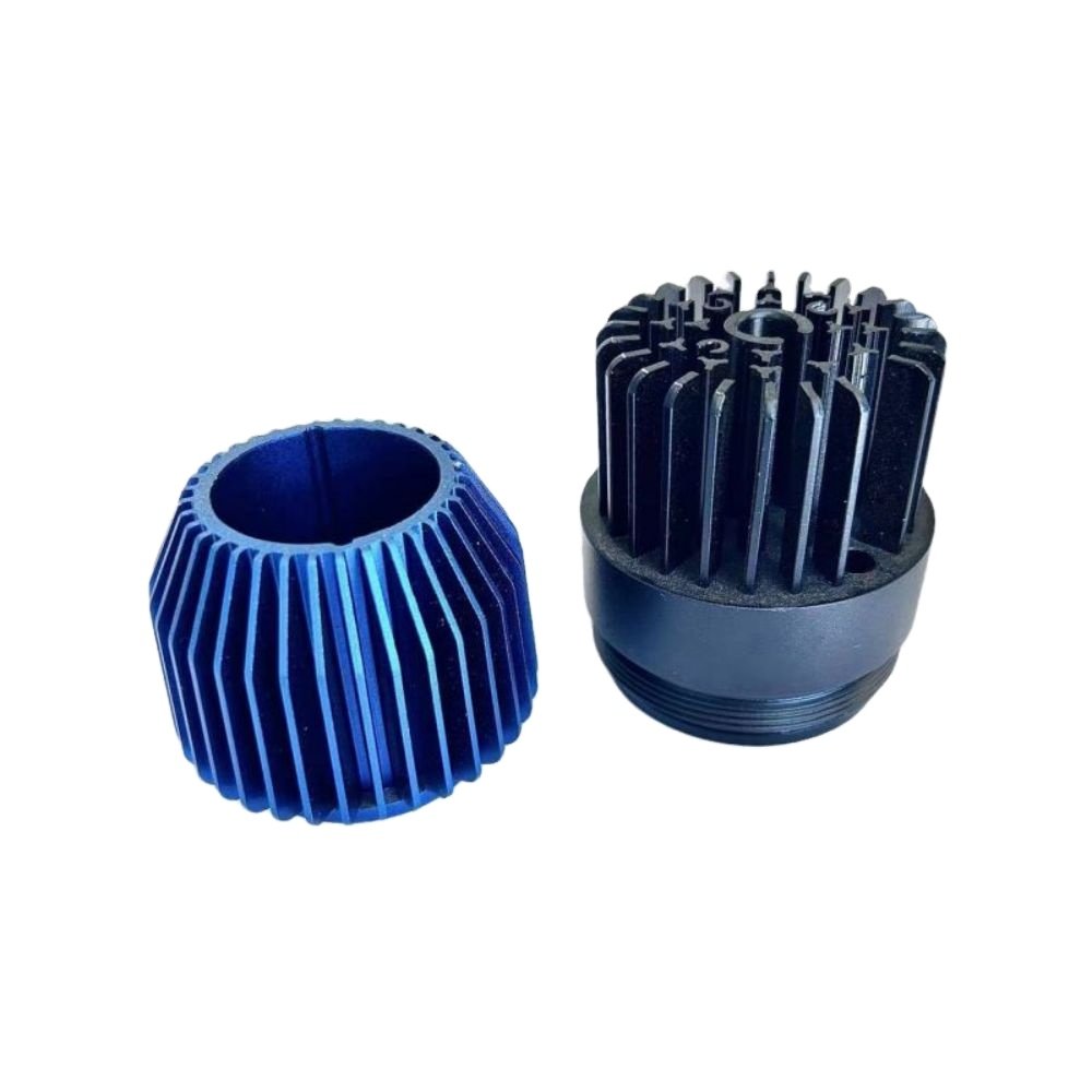Car Amplifier Copper Extrusion Folded Fin Radiator Aluminum Anodized Heatsink Fan