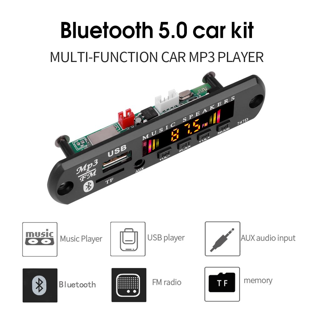 BT 5.0 Car Audio MP3 Player USB TF FM Radio Module Remote Control Color Screen New Amplifiers Bluetooth Audio Module