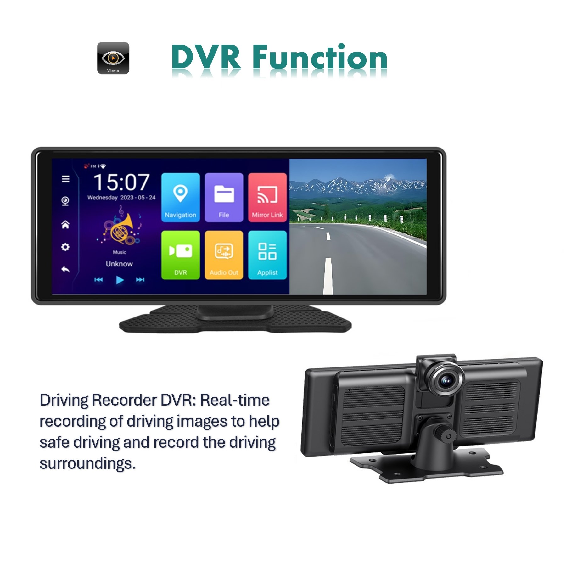 Zmecar Universal Carplay Screen Car Stereo Android Auto Front Camera Dvr Gps Wifi Bt Auto Electronics 10.26" Potable Car Player