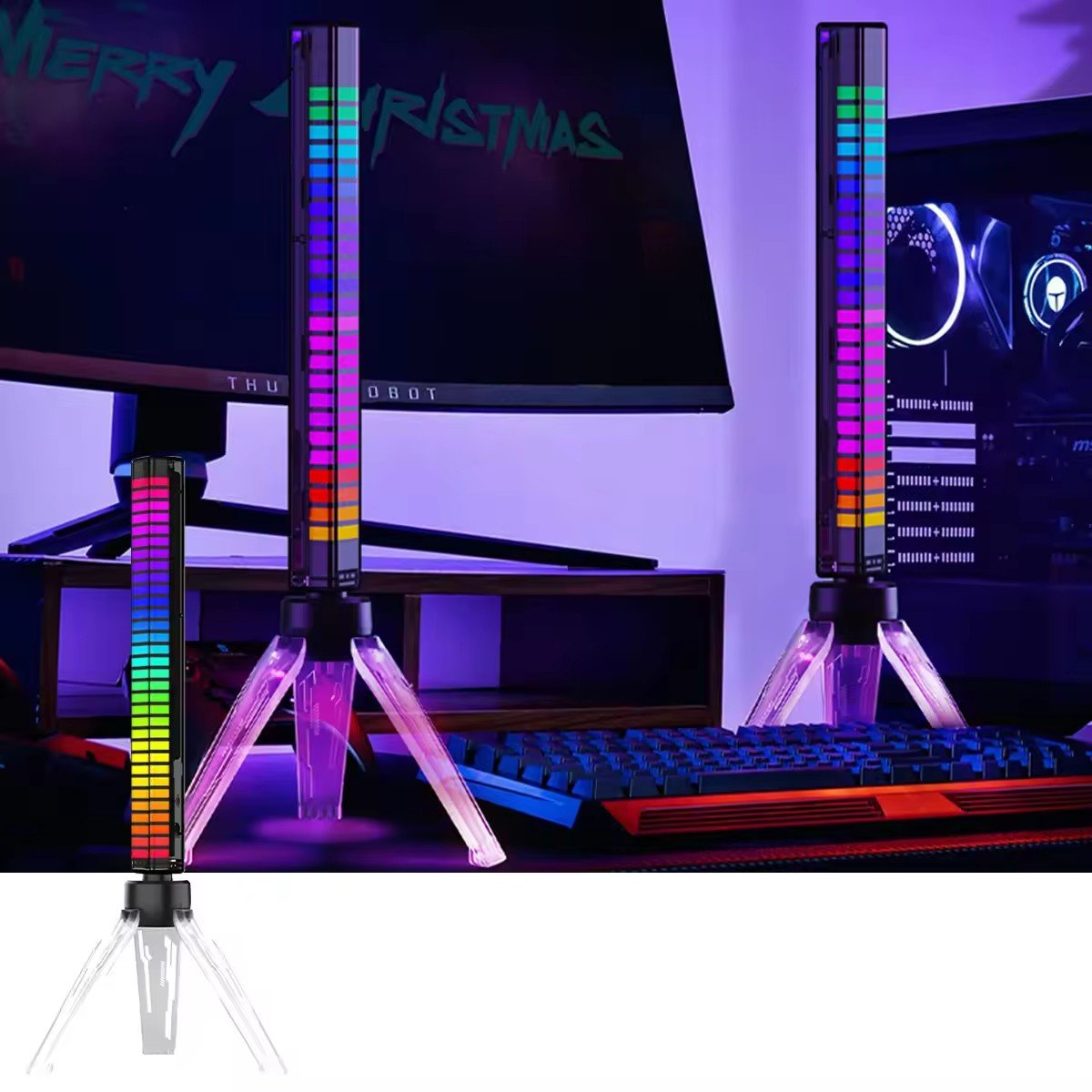 3D LED Voice APP Control Stereo Music Spectrum LED Light Audio Level Indicator Amplifier VU Meter Car Player Atmosphere Lamps