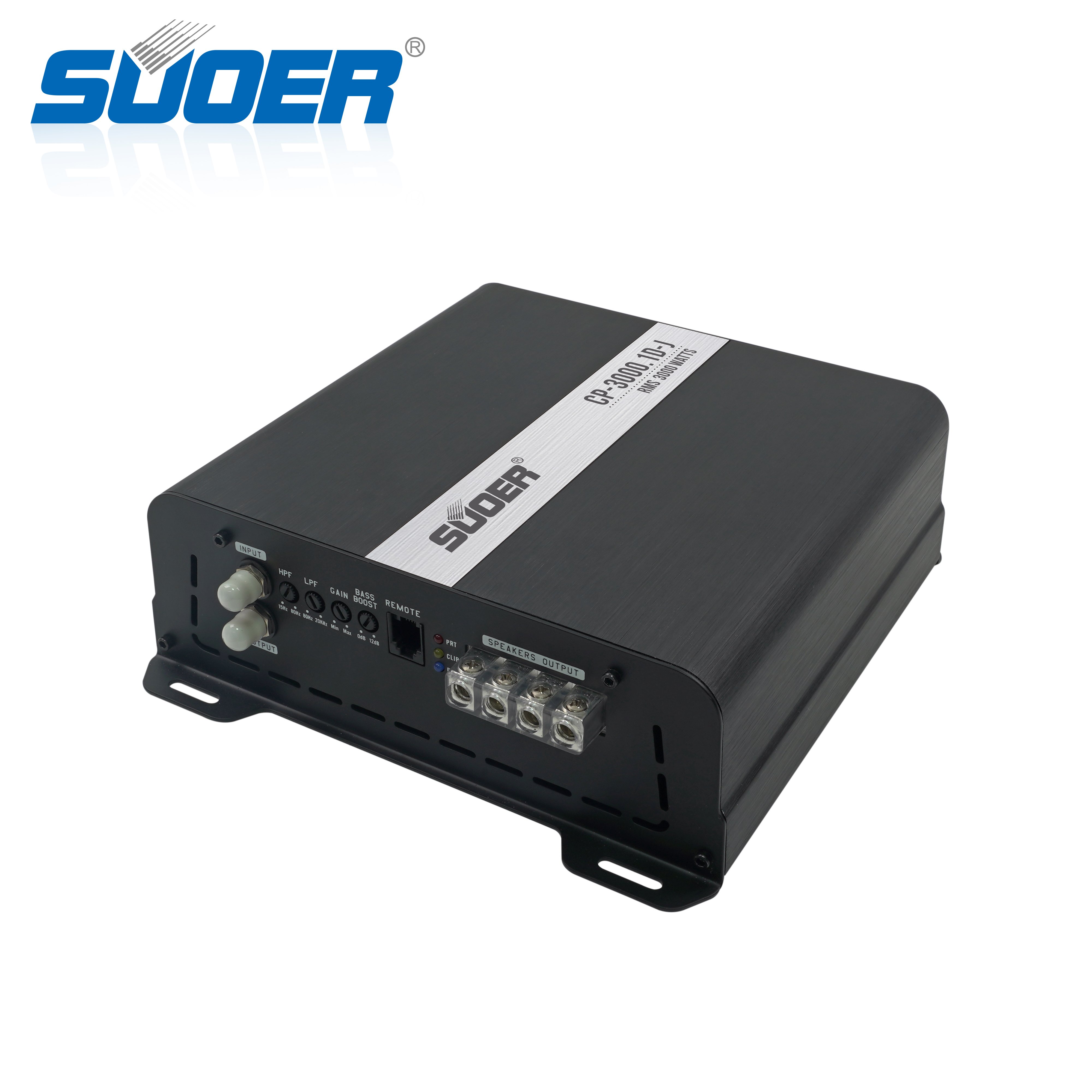 Suoer CP-3000.1d-J Car Power Amplifier 3000W RMS Monoblock Full Range Class D 2000W RMS Power with 12V 1 Channel Crossovers