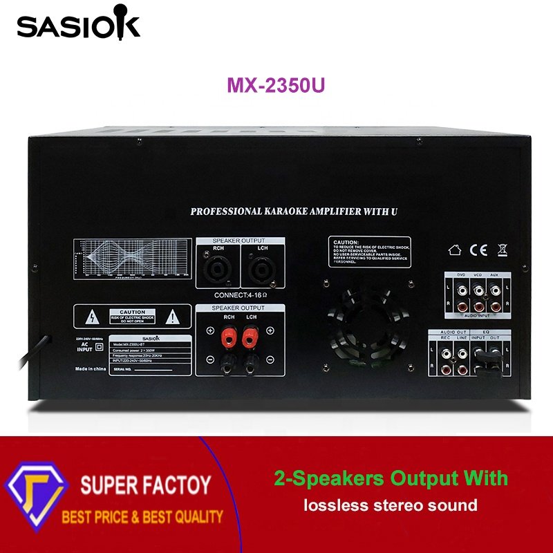 18-BAND Graphic Equalizer Mic Echo/delay MX-2350U Digital Karaoke Amplifier Support BT/USB/SD/MMC/AUX/DVD/VCD/MP3/LED Display.