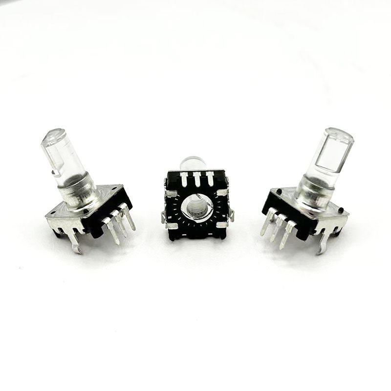Terwin 3-pin LED Illuminated Transparent Shaft Encoder 360 Degree Audio Rotary Encoder With Button Switch