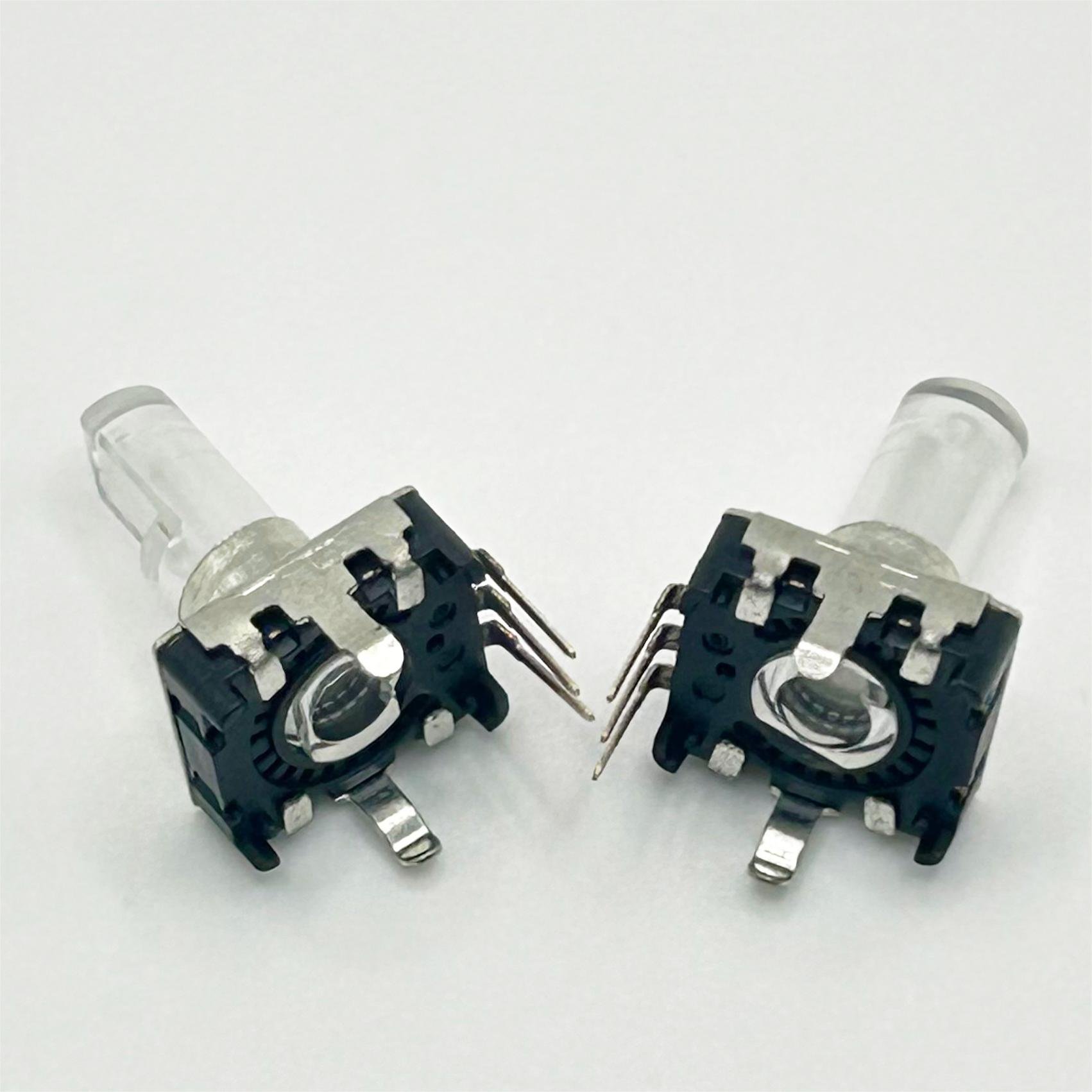 Terwin 3-pin LED Illuminated Transparent Shaft Encoder 360 Degree Audio Rotary Encoder With Button Switch