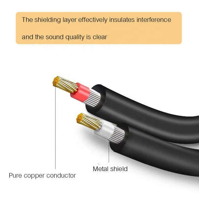 High Quality Speaker Subwoofer Pure Copper Metal Head RCA to RCA Cable Hifi Audio Car Male-Male RCA Cable for Car Amplifier