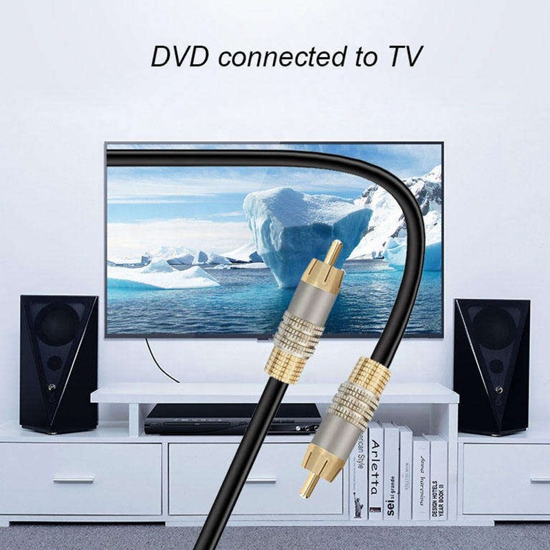 High Quality Speaker Subwoofer Pure Copper Metal Head RCA to RCA Cable Hifi Audio Car Male-Male RCA Cable for Car Amplifier