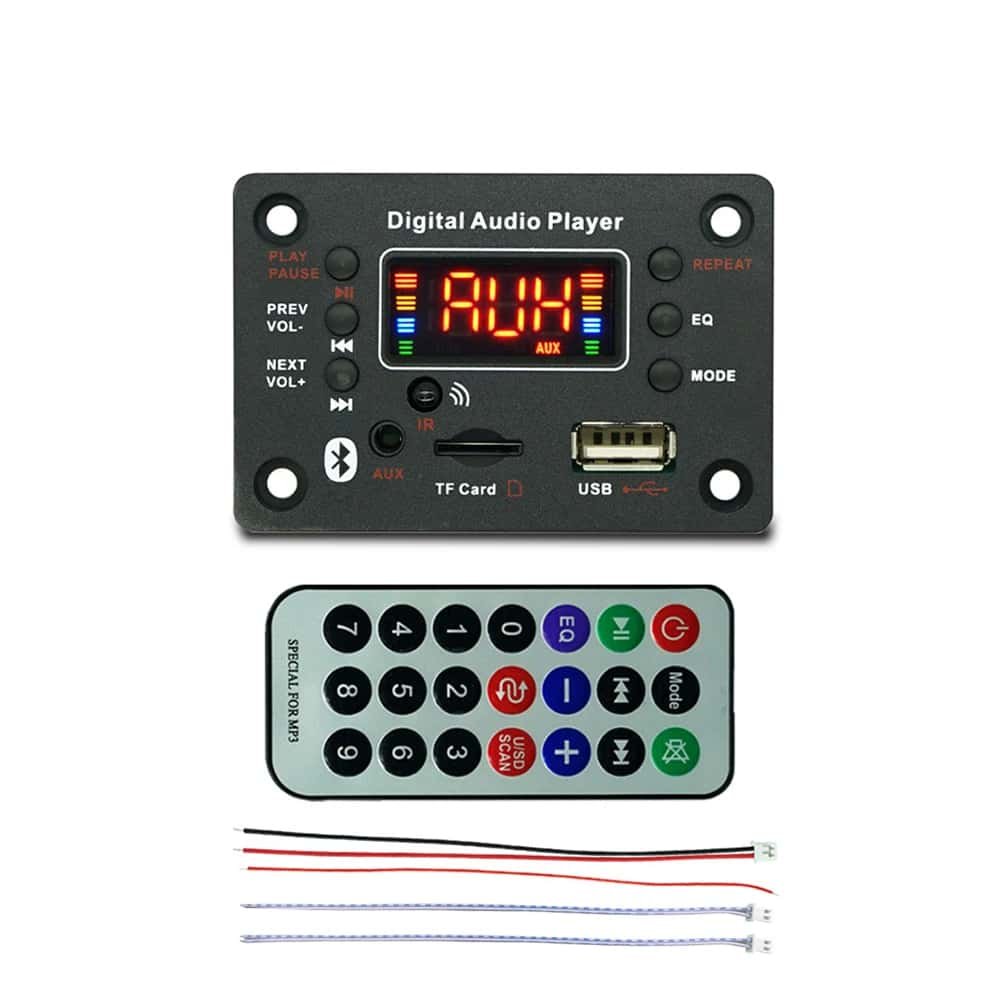 12V Wireless Bluetooth 5.0 MP3 WMA Decoder Board Car Audio USB TF FM Radio Module Color Screen MP3 Player Module