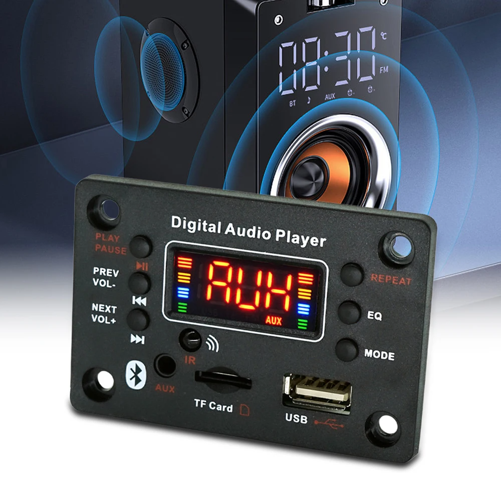 12V Wireless Bluetooth 5.0 MP3 WMA Decoder Board Car Audio USB TF FM Radio Module Color Screen MP3 Player Module