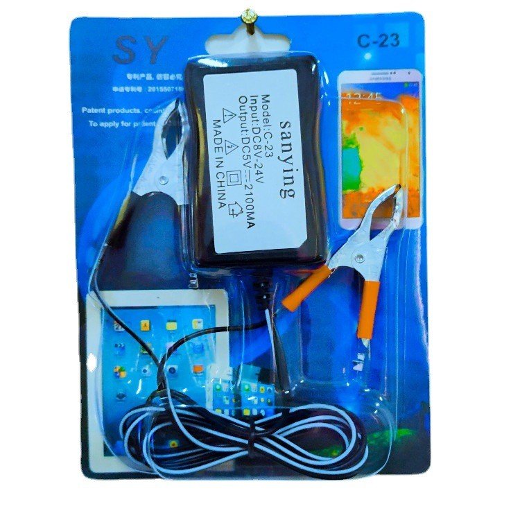 DC8-24V 3 USB Motorcycle Usb Charger 5V 3A Battery Clip Charger