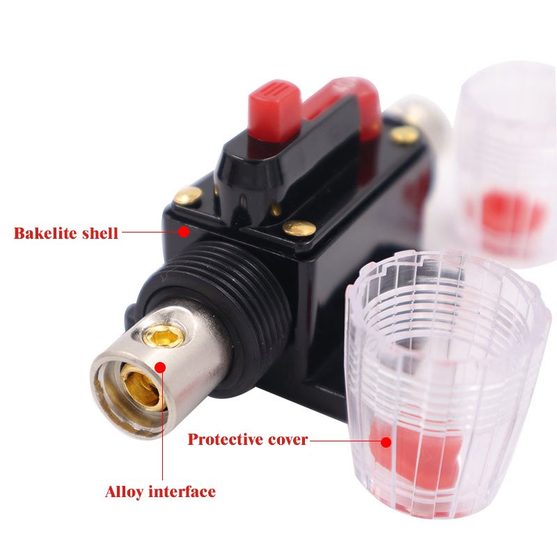 Circuit Breaker Switch Waterproof Fuse Inline Holder 3-15 AWG Resettable Fuse Manual Reset 12V-48V DC Car Audio Sound Amplifier